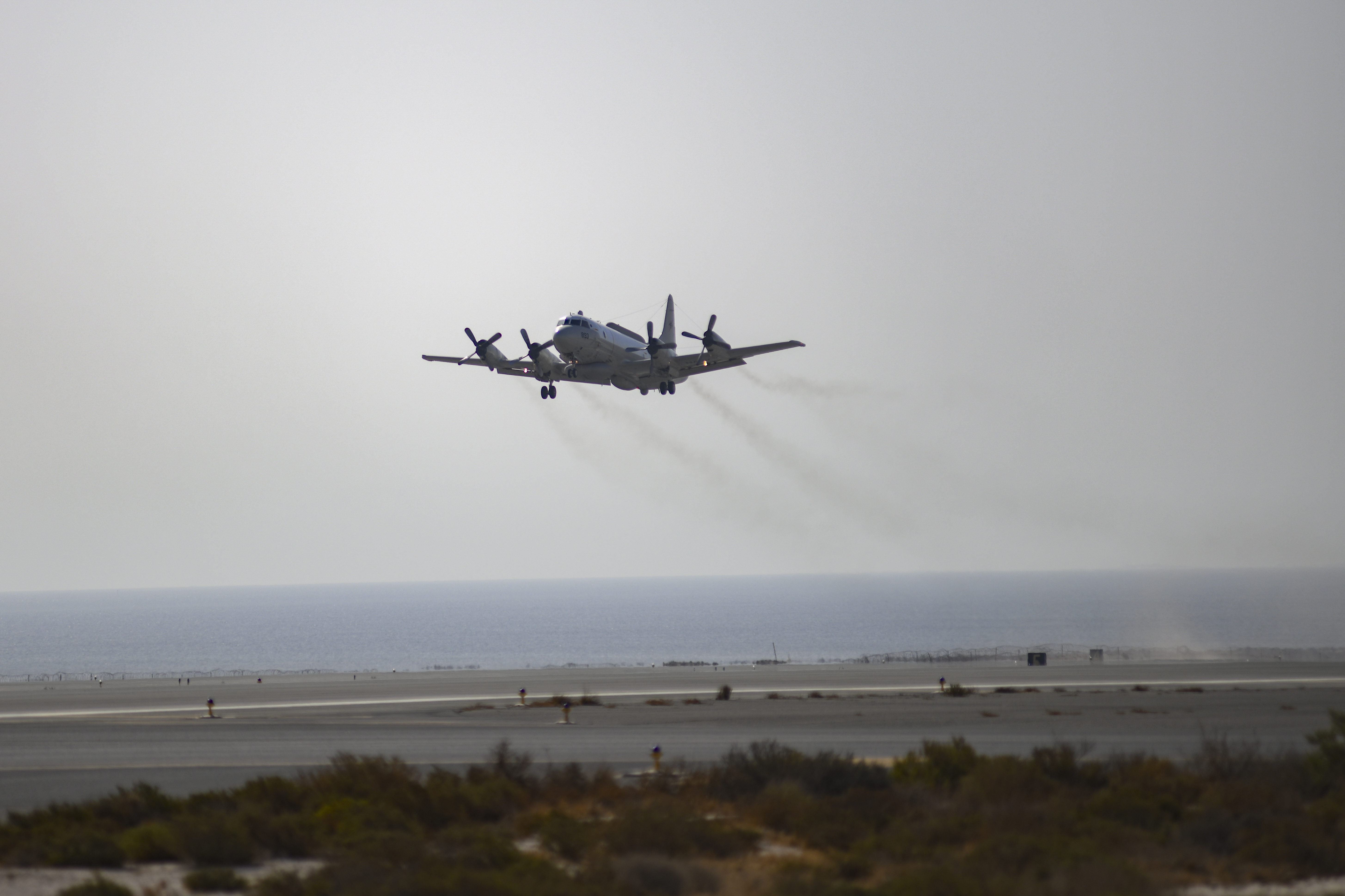 240928-N-AC117-1132 (Sept. 28, 2024) A U.S. Navy EP-3E Airborne Reconnaissance Integrated Electronic System (ARIES) II, assigned to the “World Watchers” of Fleet Air Reconnaissance Squadron 1 (VQ-1), transits within the U.S. 5th Fleet area of operation.