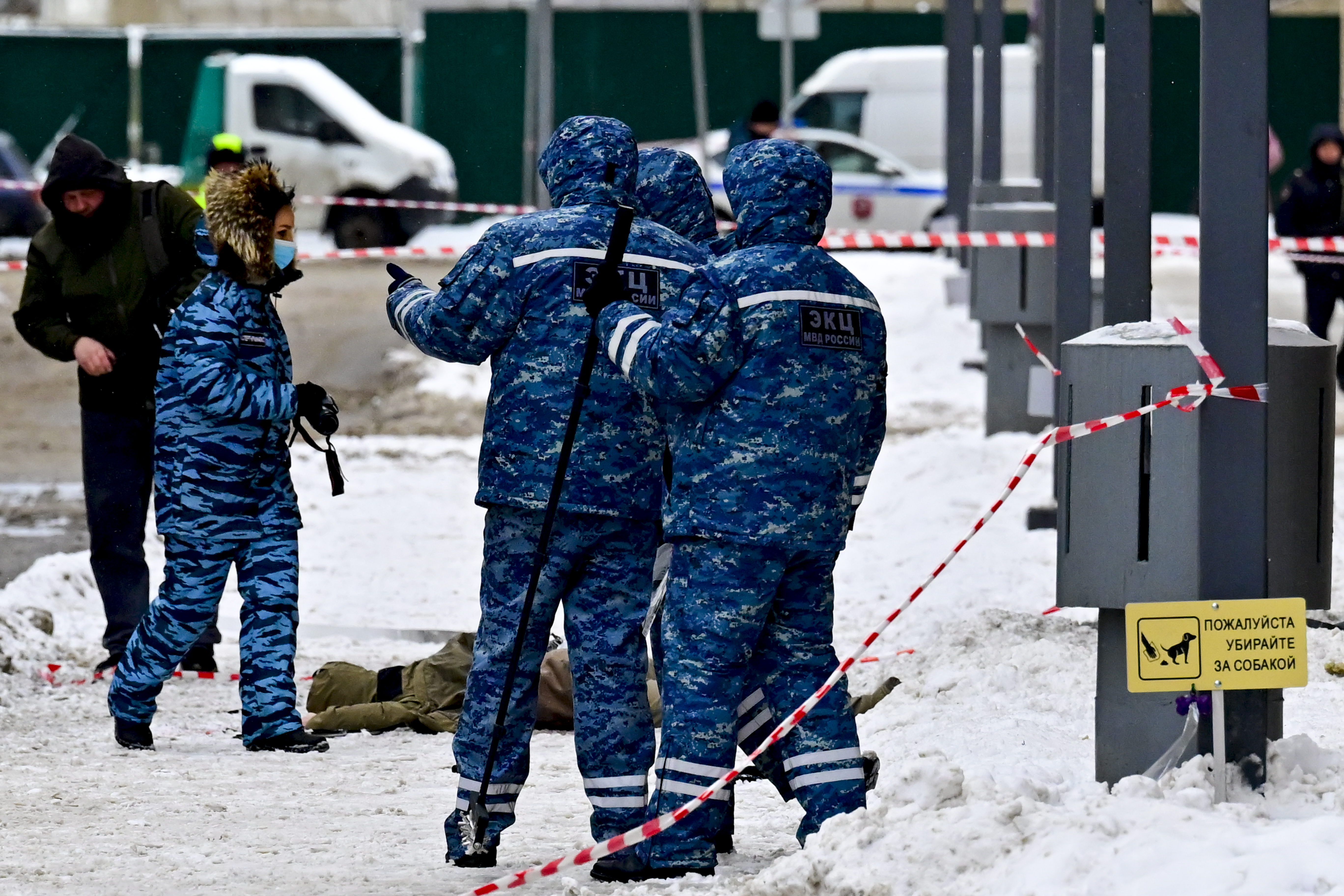 MOSCOW, RUSSIA - DECEMBER 17: A view of the scene after Lt. Gen. Igor Kirillov, chief of Russia's Radiation, Chemical and Biological Protection Defense Troops, and his assistant were killed in an explosion in Moscow, Russia on December 17, 2024. The blast was caused by an explosive device planted in an electric scooter, Svetlana Petrenko, spokesperson for the Russian Investigative Committee, said in a video statement on Telegram. (Photo by Sefa Karacan/Anadolu via Getty Images)