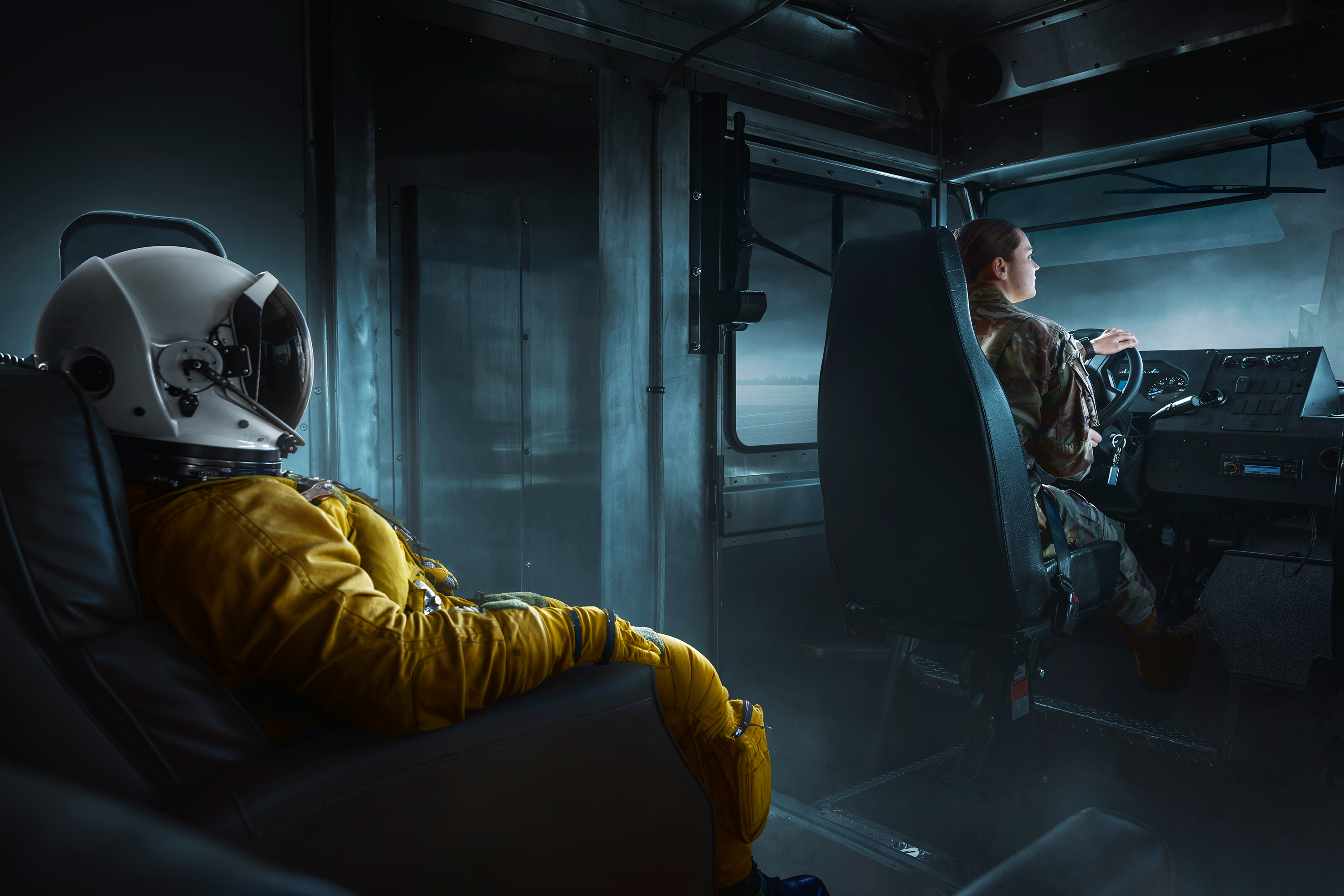 A U2 Dragon Lady Pilot is integrated into his spacesuit for a flight to the Edge of Space. This photoshoot was done by Blair Bunting, a commercial photographer from Phoenix, AZ.