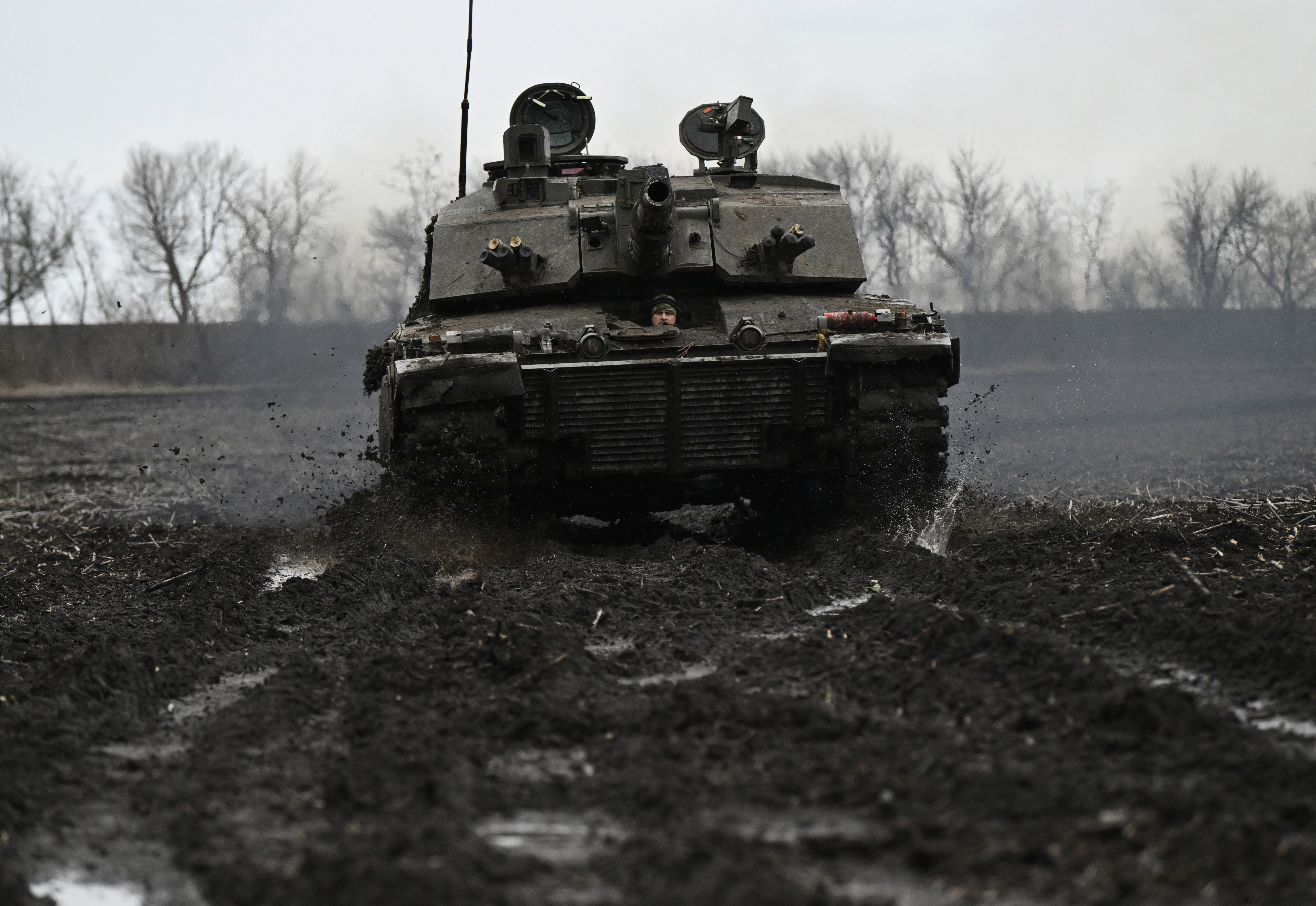 A Ukrainian serviceman of the 82nd Separate Air Assault Brigade prepares for combat Challenger 2 tank in an undisclosed location near frontline in Zaporizhzhia region, on February 12, 2024, amid the Russian invasion of Ukraine. (Photo by Genya SAVILOV / AFP) (Photo by GENYA SAVILOV/AFP via Getty Images)
