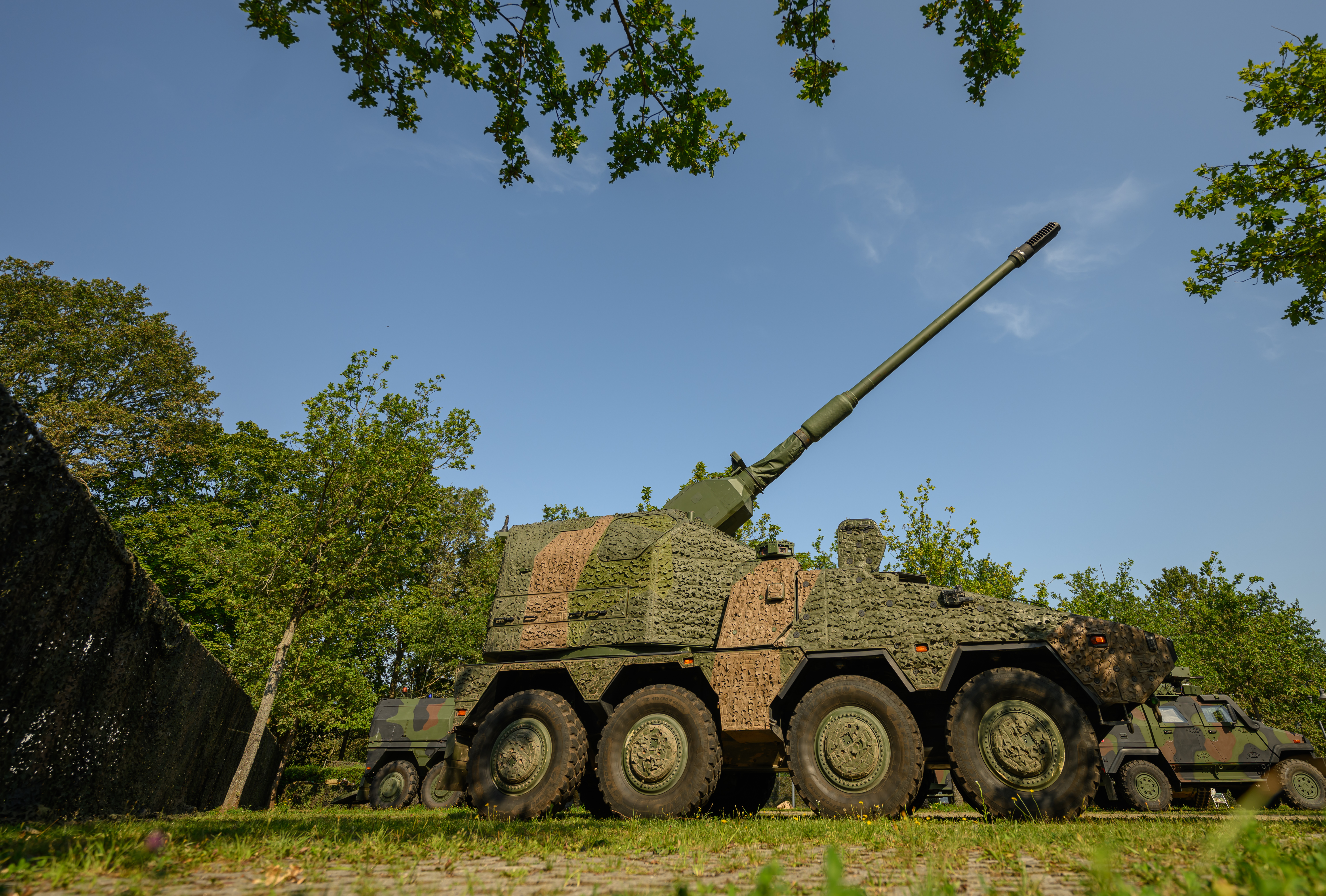 28 August 2024, Saxony, Dresden: A prototype of a self-propelled artillery gun called "Howitzer - RCH 155" is on display at the meeting of European land force commanders-in-chief at the Army Officers' School. The "10th Forum Commanders of European Land Forces" meeting from August 27 to August 29, 2024 served to coordinate joint positions and projects. Photo: Robert Michael/dpa (Photo by Robert Michael/picture alliance via Getty Images)