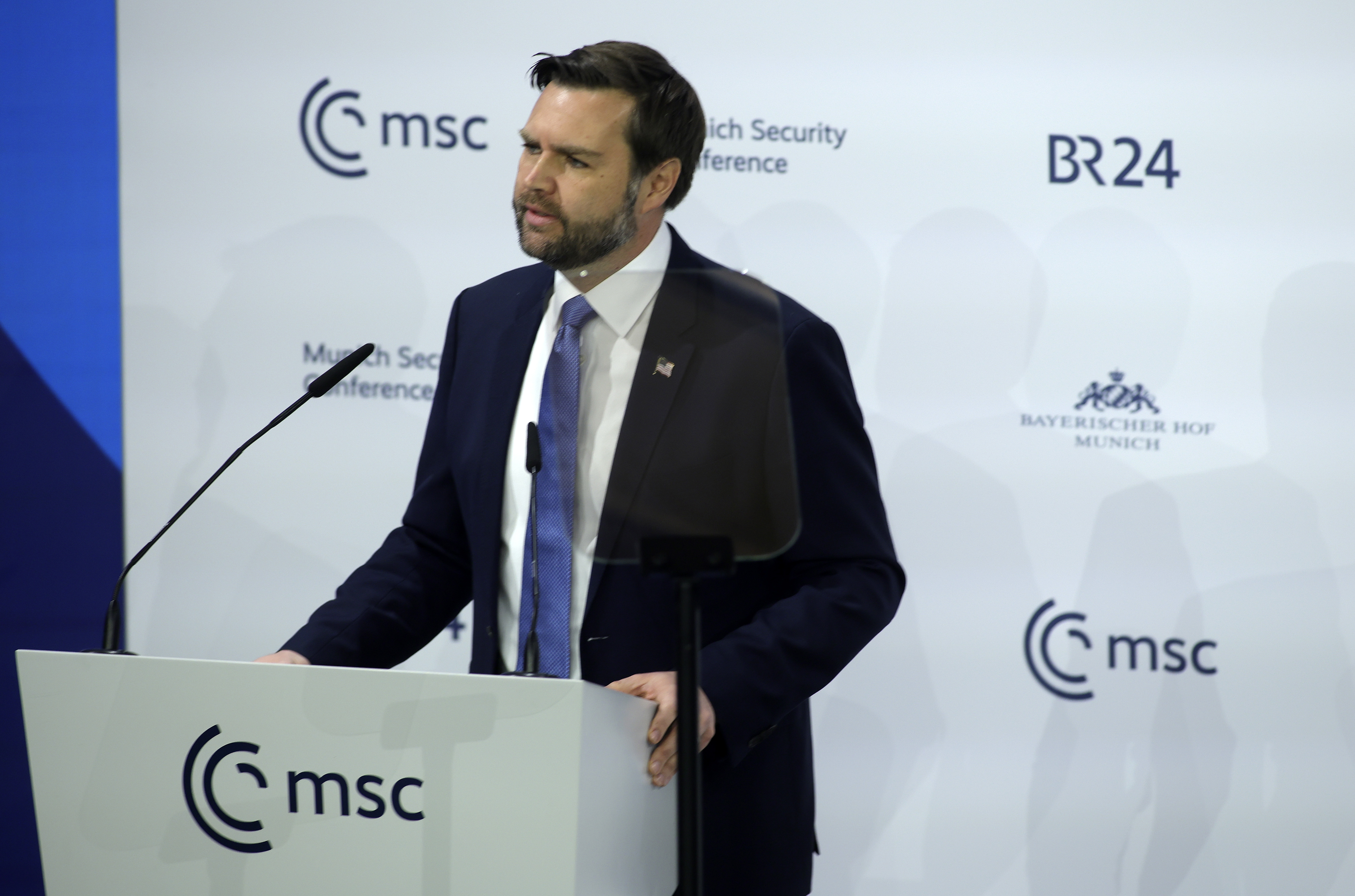 MUNICH, GERMANY - FEBRUARY 14: U.S. Vice President JD Vance speaks during the 61st Munich Security Conference on February 14, 2025 in Munich, Germany. International defence and security leaders from around the world are gathering for the February 14-16 conference. (Photo by Johannes Simon/Getty Images)