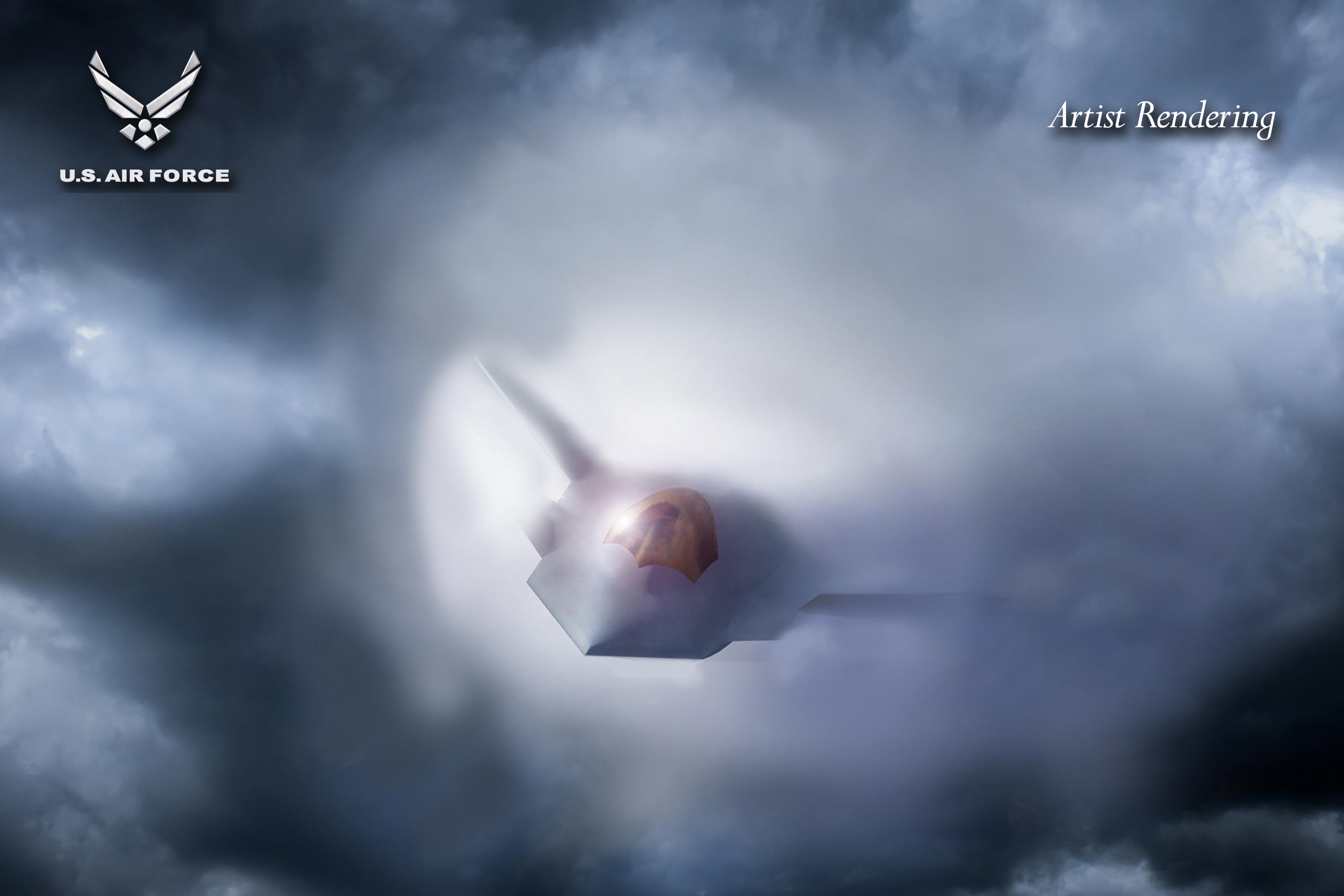 Shown is a graphical artist rendering of the Next Generation Air Dominance (NGAD) Platform. The rendering highlights the Air Force’s sixth generation fighter, the F-47. The NGAD Platform will bring lethal, next-generation technologies to ensure air superiority for the Joint Force in any conflict. (U.S. Air Force graphic)
