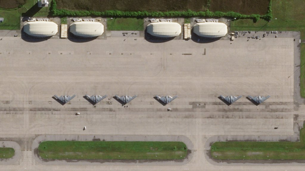 B-2 Spirits in Diego garcia.