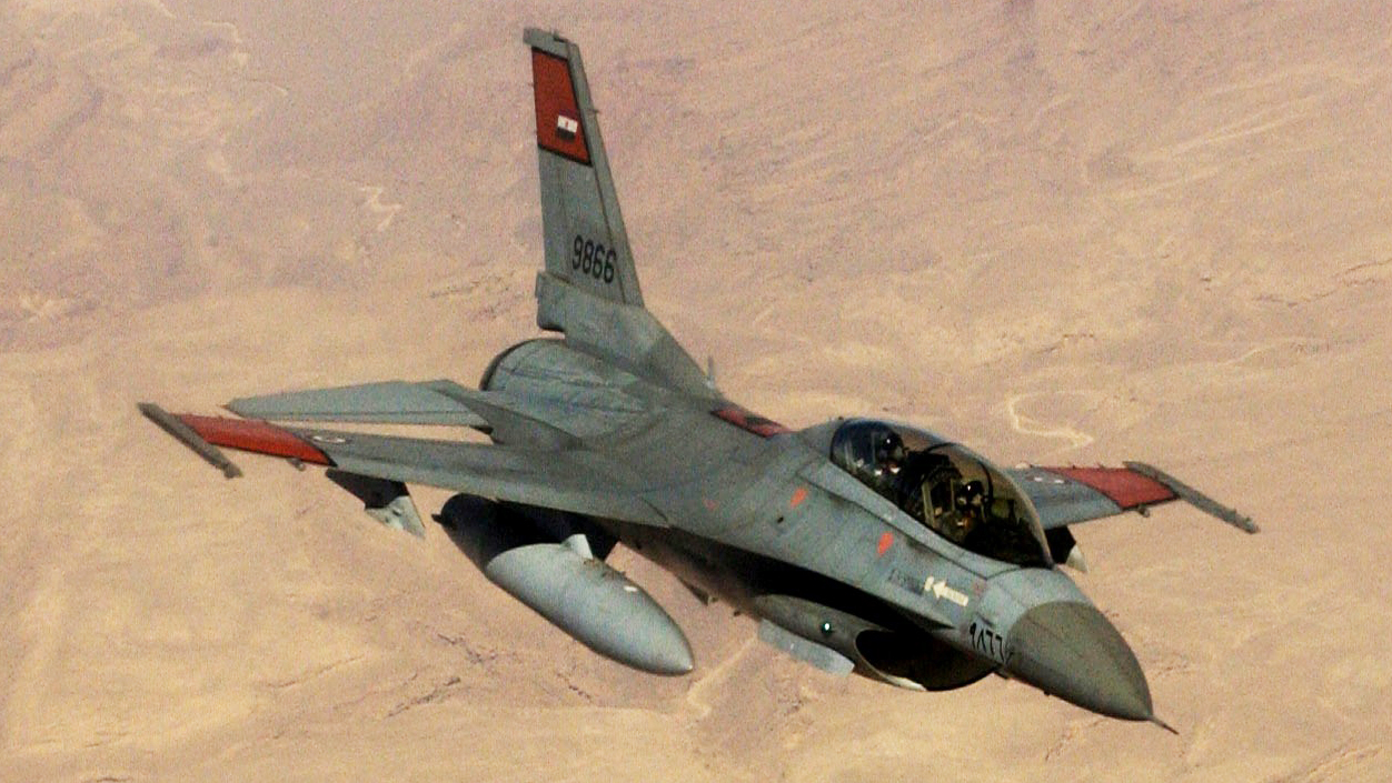 An F-16 flown by the Egyptian Air Force prepares to make contact with the KC-135 from March Air Reserve Base during in flight refueling training. More than 200 F-16s were purchased from the American government over the years by the Egyptian Air Force. (U.S. Air Force photo by Staff Sgt. Amy Abbott)