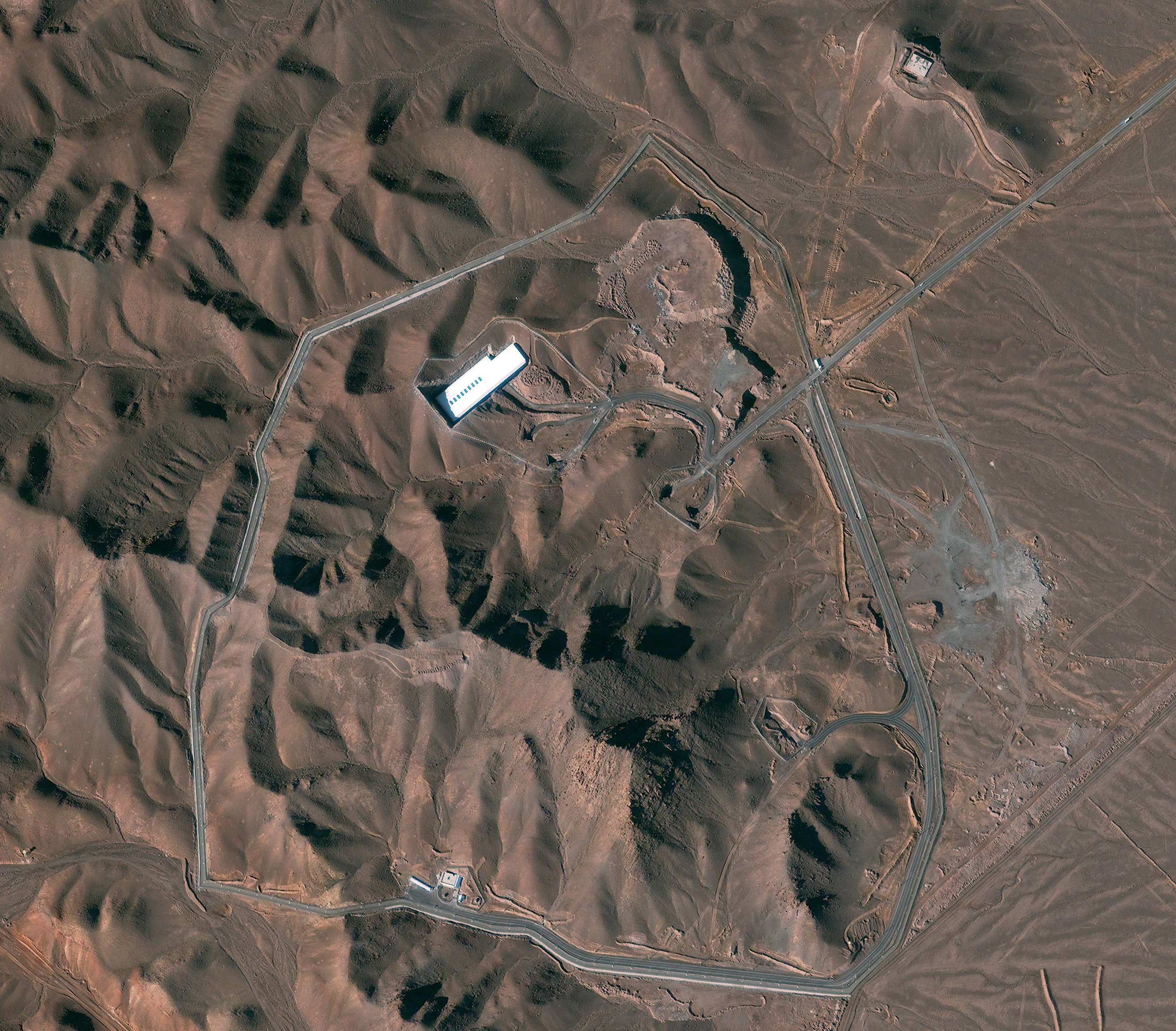 FORDOW FACILITY, IRAN-JANUARY 30,2013: This is a satellite image of the Fordow facility in Iran. (Photo DigitalGlobe via Getty Images via Getty Images)