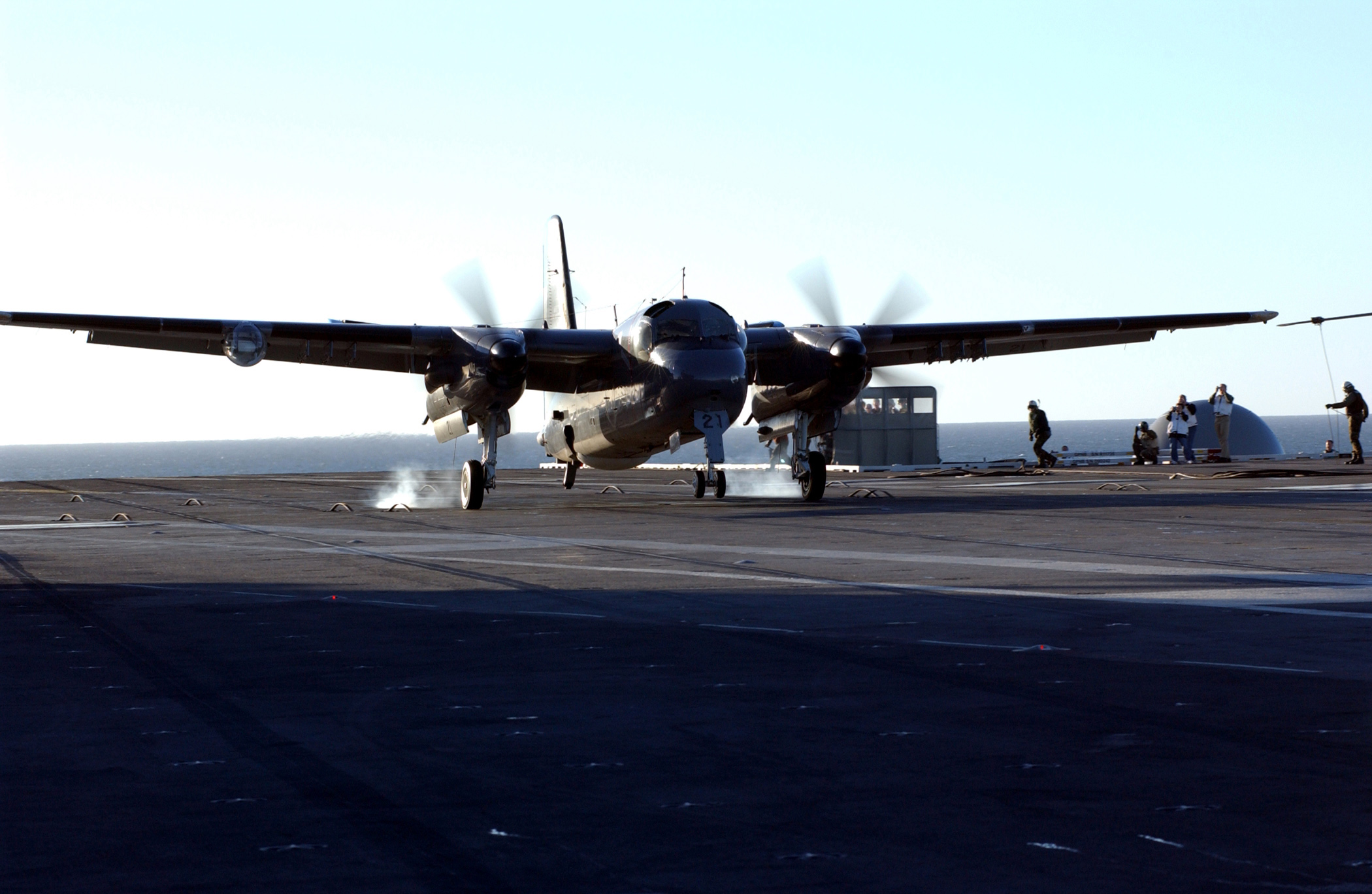 040617-N-9319H-798 USS Ronald Reagan (CVN 76), June 17, 2004 ñ An S-2/Tracker from the Argentinean Navy comes in for a touch and go landing on the flight deck of USS Ronald Reagan (CVN 76). The ship is currently in the South Atlantic Ocean circumnavigating South America while transiting to its new homeport in San Diego. U.S. Navy photo by Photographer's Mate 3rd Class Angel G. Hilbrands. (RELEASE)