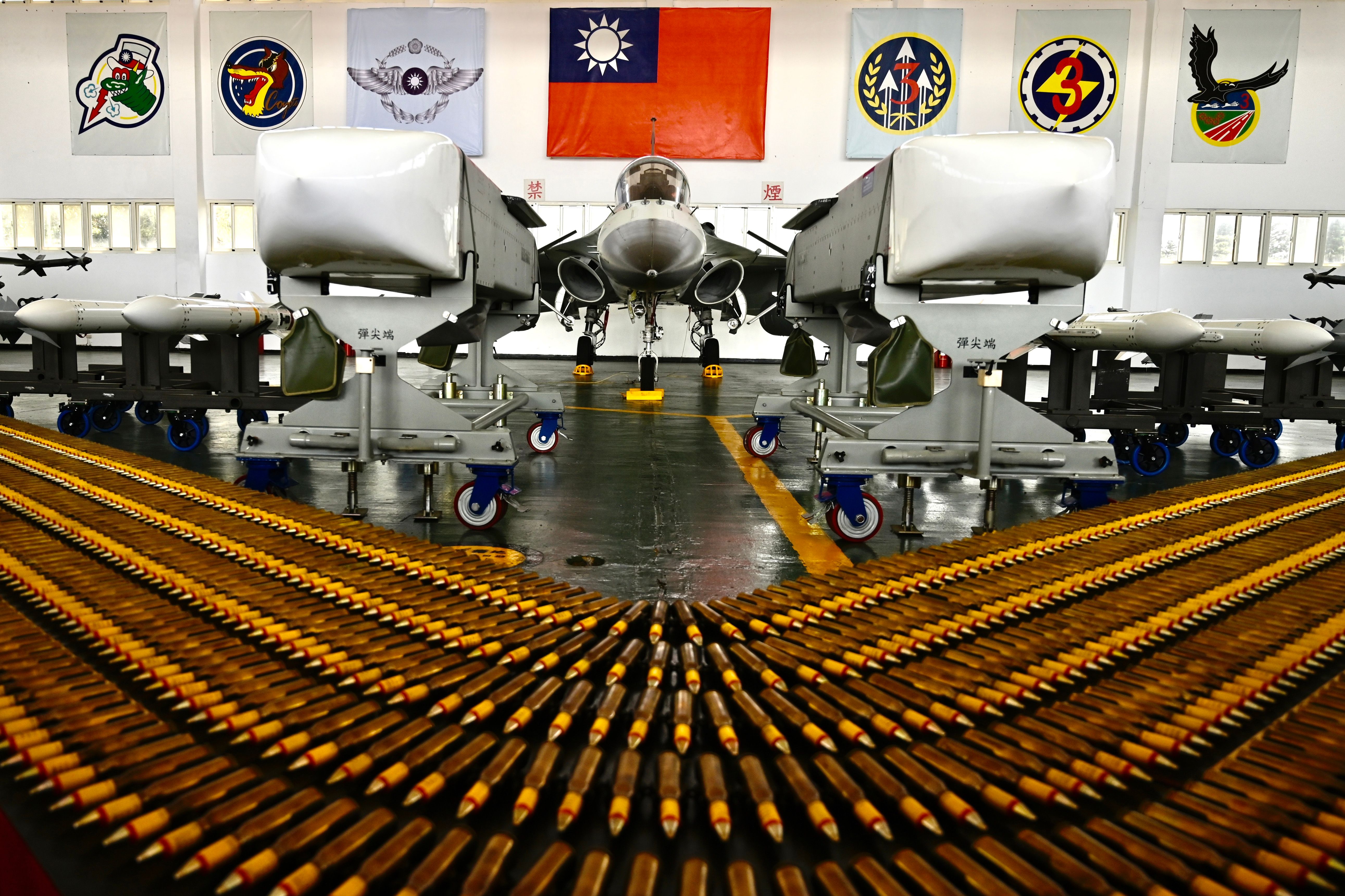 A domestically-produced F-CK-1 indigenous defence fighter jet (IDF) is displayed at Penghu Air Force Base on Magong island in the Penghu islands on September 22, 2020. (Photo by Sam Yeh / AFP) (Photo by SAM YEH/AFP via Getty Images)