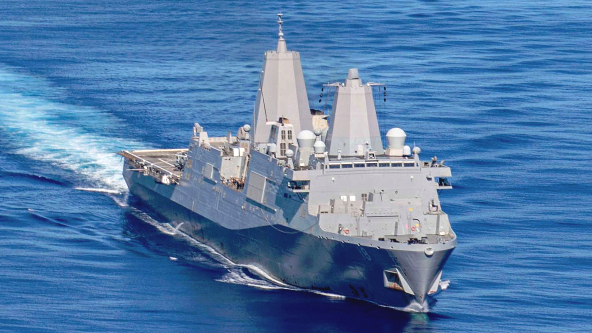 Amphibious Warship USS New Orleans Catches Fire Off The Coast Of Japan