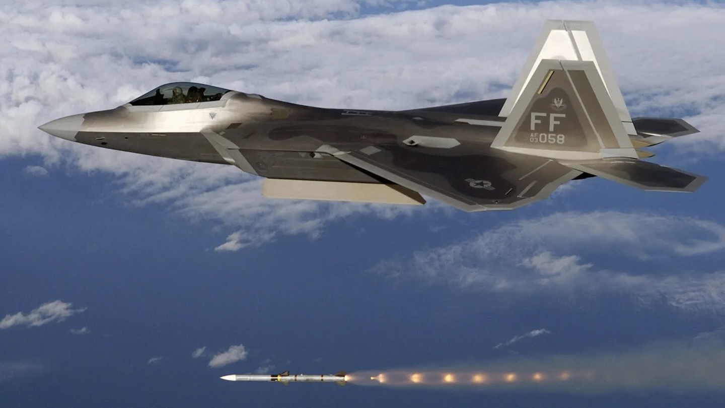 A U.S. Air Force F-22 Raptor has achieved what is, according to missile manufacturer Raytheon, the longest known AIM-120 Advanced Medium-Range Air-to-Air Missile (AMRAAM) shot. Exactly how far away the fighter was from its target when it fired the radar-guided is unclear, but the milestone points both to the continued development of the AMRAAM’s capabilities as well as the growing focus, across the U.S. military, on extended-range air-to-air missiles to keep pace with developments in China and Russia.