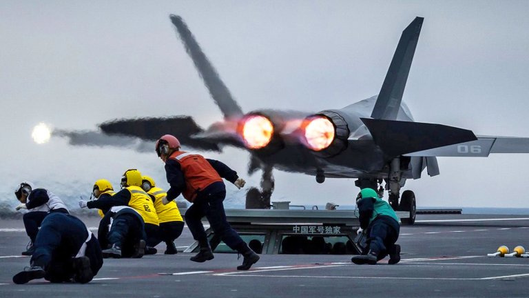 J-35 launches aboard carrier.