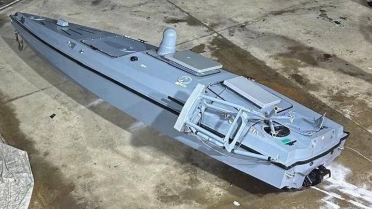 Authorities in Turkey say fishermen found an explosive-laden drone boat 900 miles away.