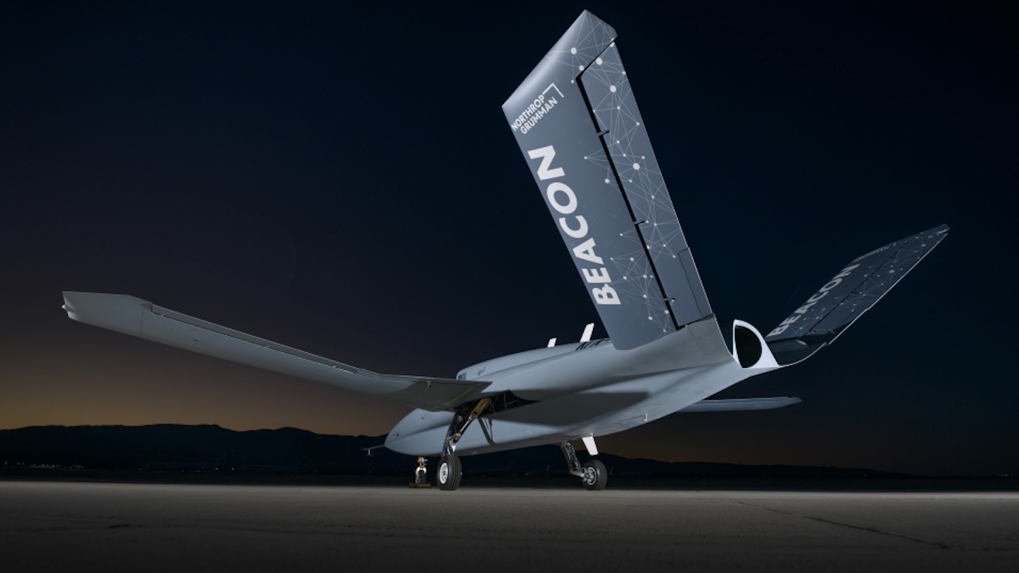 For the Beacon program, Northrop Grumman has adapted the Model 437 Vanguard, adding digitally engineered wings and modifications for optionally autonomous flight. The first flight was achieved with a test pilot in the cockpit.