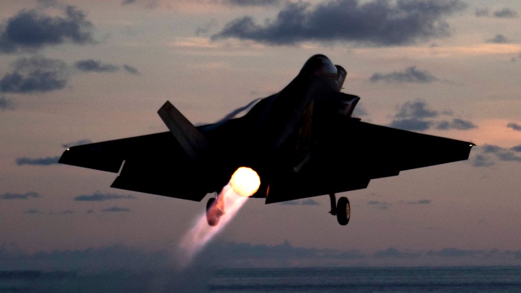 PHILIPPINE SEA (June 4, 2022) An F-35C Lightning II, assigned to the "Black Knights" of Marine Fighter Attack Squadron (VMFA) 314, launches from the flight deck of the Nimitz-class aircraft carrier USS Abraham Lincoln (CVN 72). Abraham Lincoln Strike Group is on a scheduled deployment in the U.S. 7th Fleet area of operations to enhance interoperability through alliances and partnerships while serving as a ready-response force in support of a free and open Indo-Pacific region. (U.S. Navy photo by Mass Communication Specialist 3rd Class Madison Cassidy)