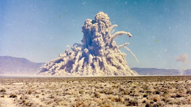 Nuclear test done underground at the Nevada Test Site.