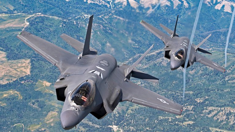 Two U.S. Air Force F-35A Lightning IIs, assigned to the F-35A Lightning II Demonstration Team, fly in formation prior to conducting air-to-air refueling over Utah, July 1, 2025. The F-35A Lightning II is the Air Force’s most advanced multirole fighter, capable of conducting both air-to-air and air-to-ground missions.