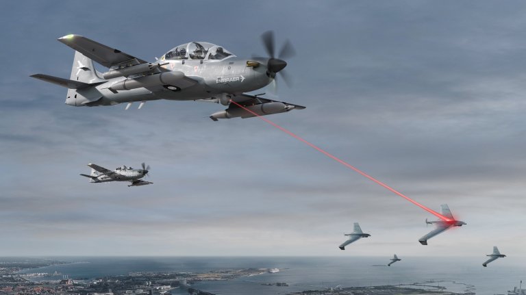 Current and future operators of A-29 Super Tucano light attack aircraft could use them to shoot down incoming drones, according to manufacturer Embraer.