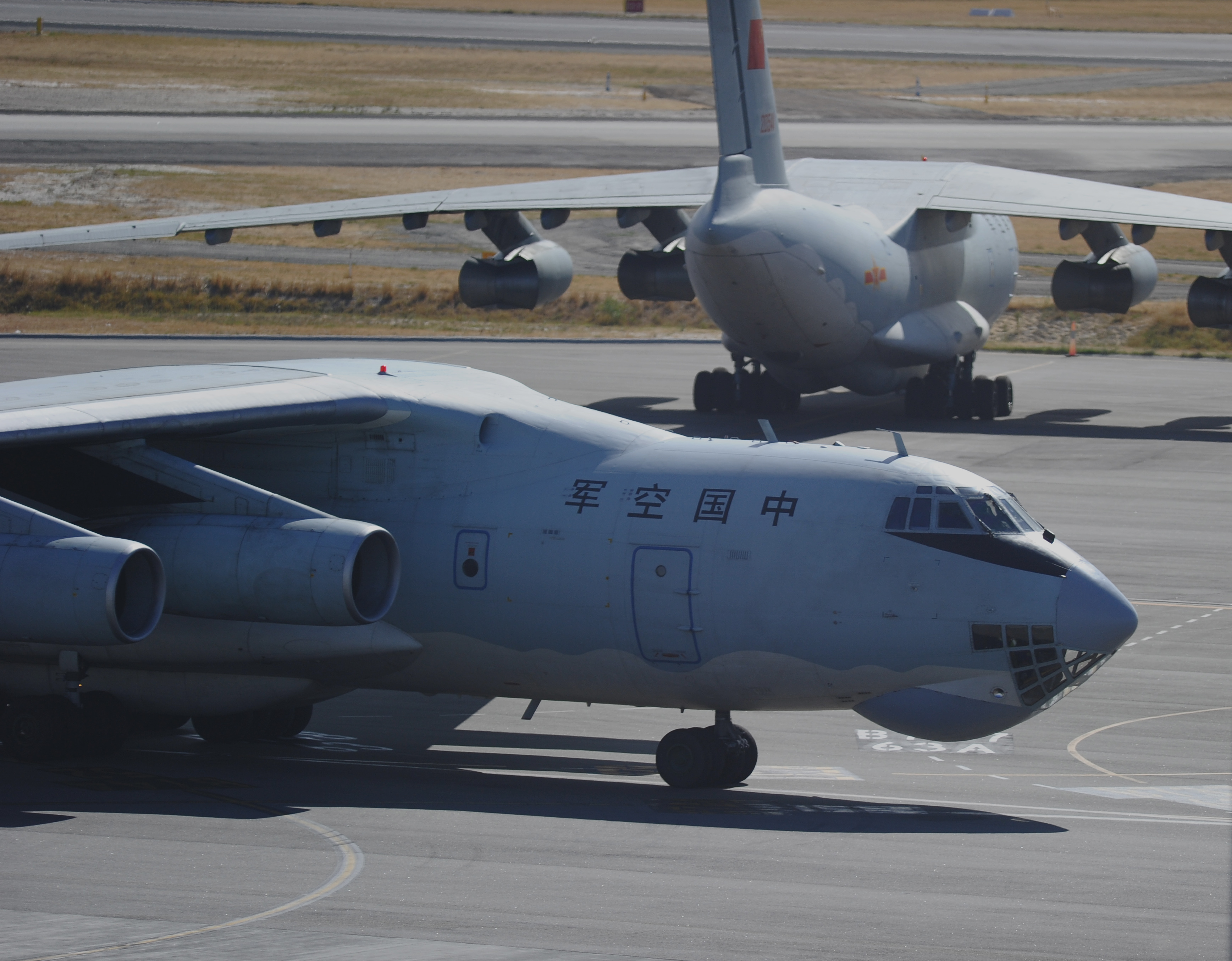 PERTH, AUSTRALIA - APRIL 16: A Chinese Ilyushin IL-76 aircraft prepares to fly out from Perth International Airport to assist with the international search effort trying to locate missing Malaysia Airways Flight MH370 on April 16, 2014 in Perth, Australia. Twenty-six nations have been involved in the search for Malaysia Airlines Flight MH370 since it disappeared more than a month ago. (Photo by Greg Wood - Pool/Getty Images)