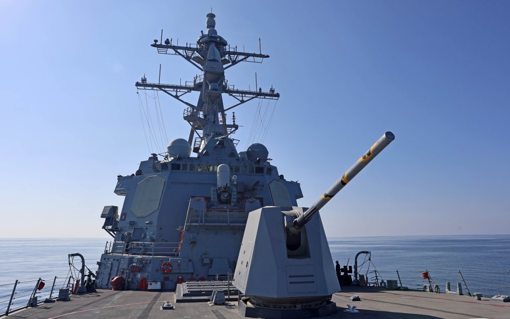 251211-N-IE405-5044 GULF OF OMAN (Dec. 11, 2025) The Arleigh Burke-class guided-missile destroyer USS Roosevelt (DDG 80) sails in the Gulf of Oman while operating in the U.S. Central Command (CENTCOM) area of responsibility. Roosevelt is deployed to the U.S. 5th Fleet area of operations to support maritime security and stability in the CENTCOM area of responsibility. (U.S. Navy photo by Mass Communication Specialist 1st Class Indra Beaufort)