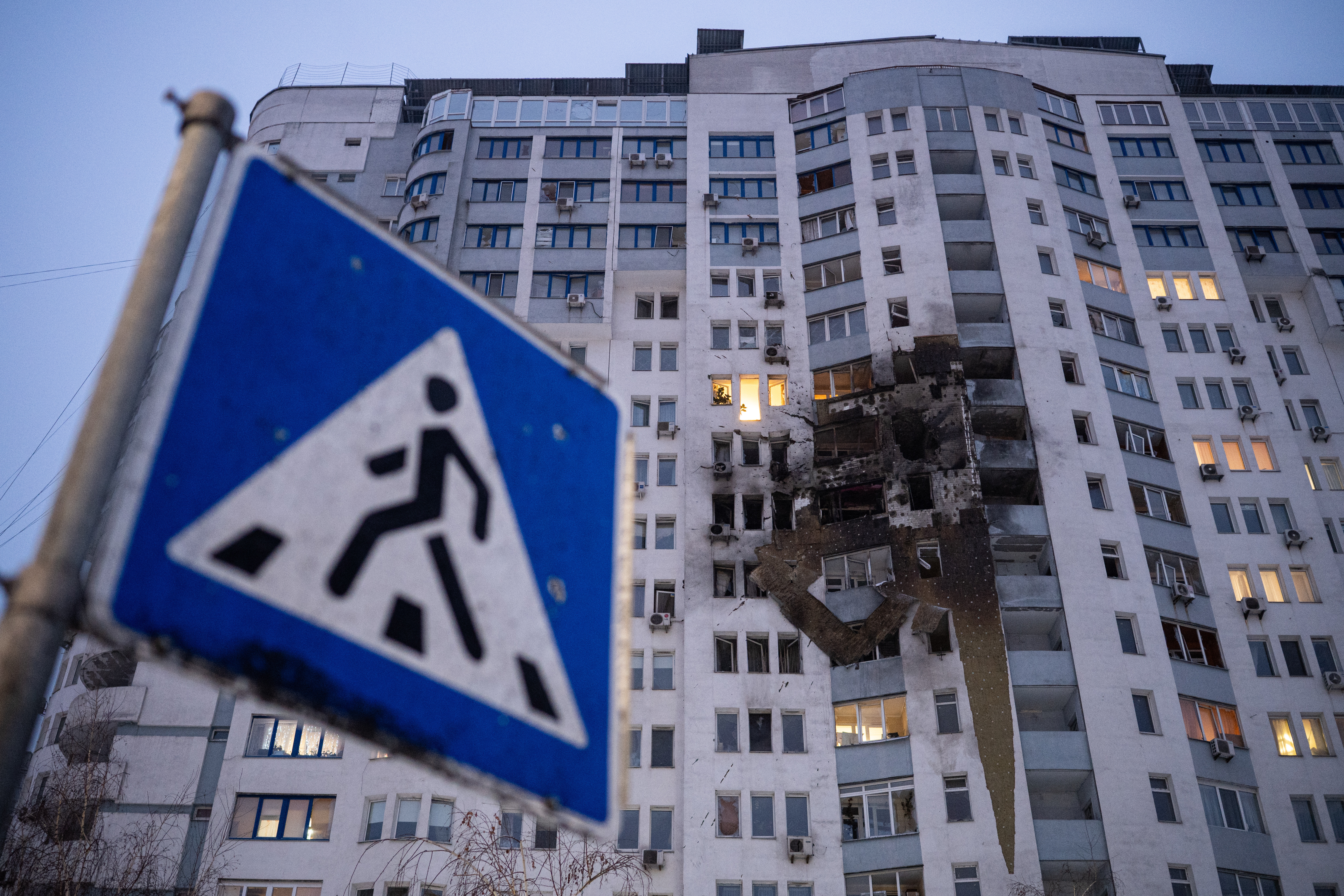 KYIV, UKRAINE - JANUARY 09: A view at the site of a Russian drone attack in Kyiv, Ukraine on January 09, 2026. According to the statement made by Kyiv mayor Vitalii Klychko, 4 people Were killed and 19 wounded. Among those killed was the paramedic who arrived on scene of the attack when the second wave of the attack took place. According to the statement published by the Ukrainian Airforce, 242 UAV, 22 cruise and 13 ballistic missiles were used to target Ukraine tonight, also, an intermediate range ballistic missile was used to target Lviv region in the West of Ukraine. (Photo by Danylo Antoniuk/Anadolu via Getty Images)