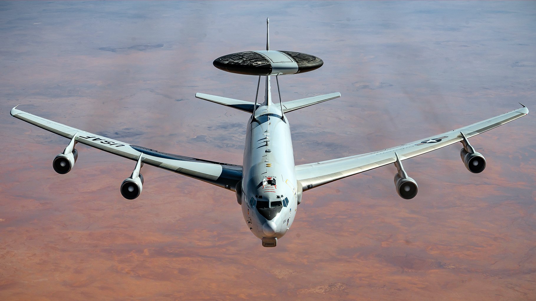 A U.S. Air Force E-3 Sentry, airborne warning and control system (AWACS).