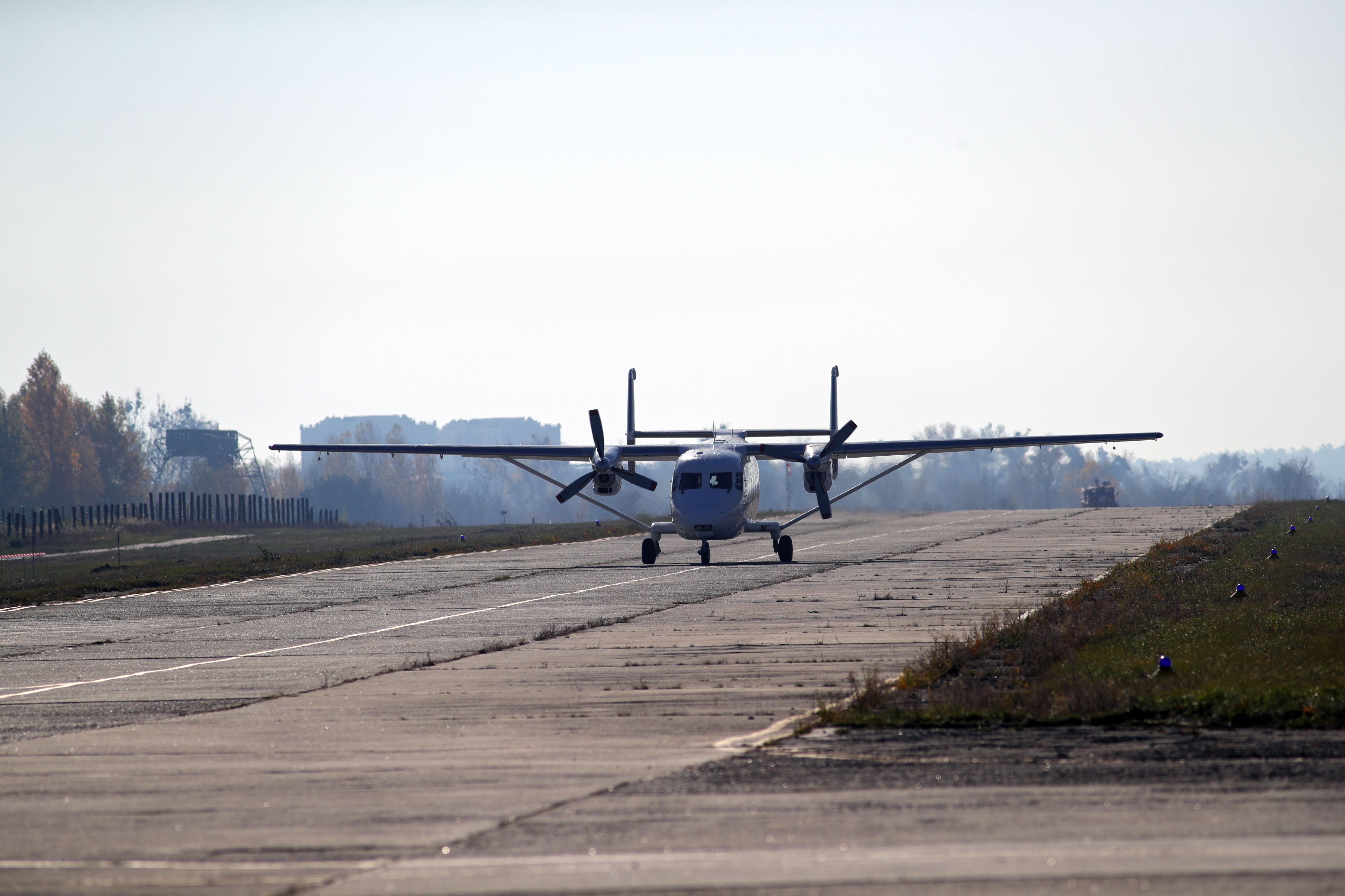 KYIV, UKRAINE - OCTOBER 18 2019 Demonstration flights of the An-series planes dedicated to the 50th anniversary of the AN-26 transport airplane's maiden flight and the 60th anniversary of the AN-24 passenger aircraft, Hostomel, Kyiv Region. Ukrinform. /VVB/- PHOTOGRAPH BY Ukrinform / Future Publishing (Photo credit should read Ukrinform/Future Publishing via Getty Images)