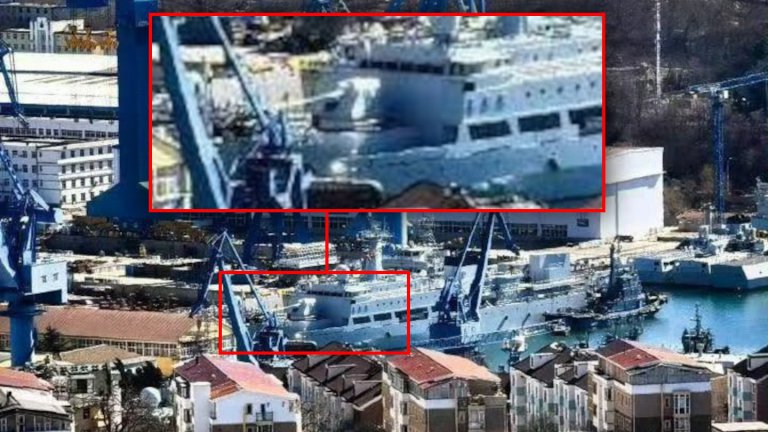 What looks to be a new 155mm naval gun has been installed on a Chinese weapons trials ship.