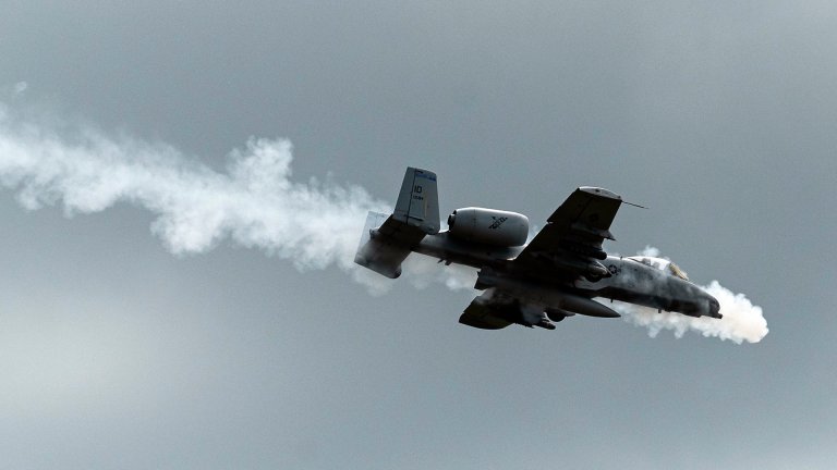 A-10 on a strafing run.