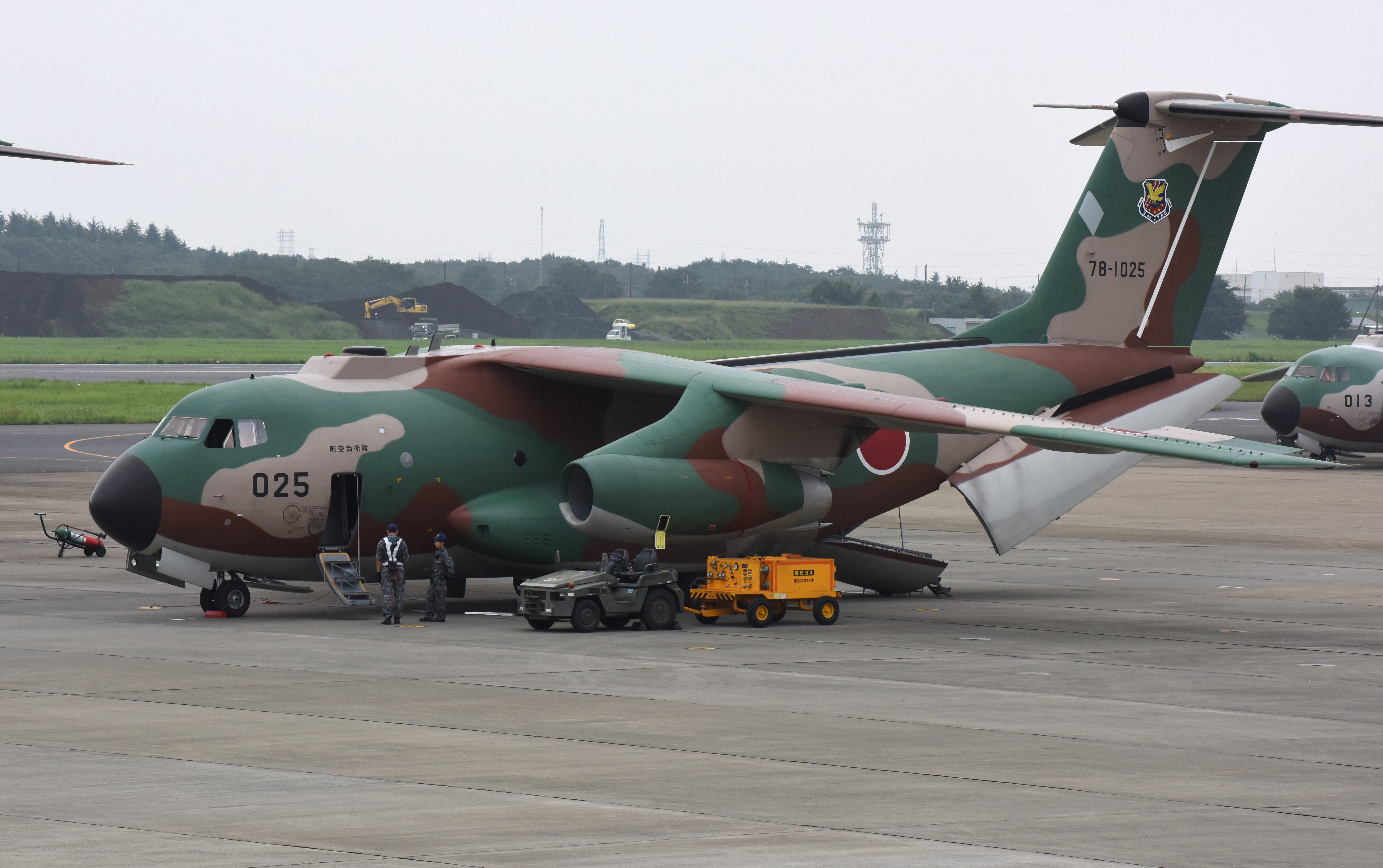 This photo taken on September 7, 2017 shows Kawasaki C-1 military transport aircraft at Iruma Air Base, a Japan Air Self-Defense Force (JASDF) base located in the city of Sayama, Saitama Prefecture. / AFP PHOTO / Kazuhiro NOGI (Photo credit should read KAZUHIRO NOGI/AFP via Getty Images)