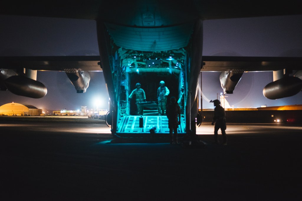 Airmen from the 17th Special Operations Squadron and 18th Logistics Readiness Squadron forward area refueling point team members prepare an MC-130J Commando II to deliver fuel during nighttime training Aug. 17, 2017, at Kadena Air Base, Japan. The 17th Special Operations Squadron conducts routine nighttime training with the 18th Logistics Readiness Squadron forward area refueling point team to help maintain readiness in adverse conditions. (U.S. Air Force photo by Senior Airman Omari Bernard)
