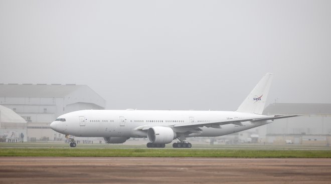 N577na NASA’s 777 Flying Laboratory Touches Down At Langley