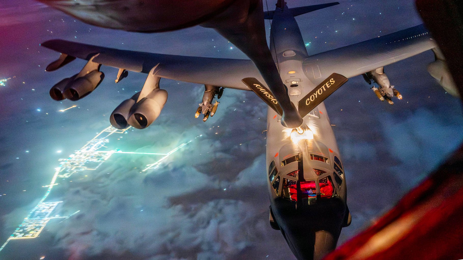 B-52 Epic Fury mission at night.