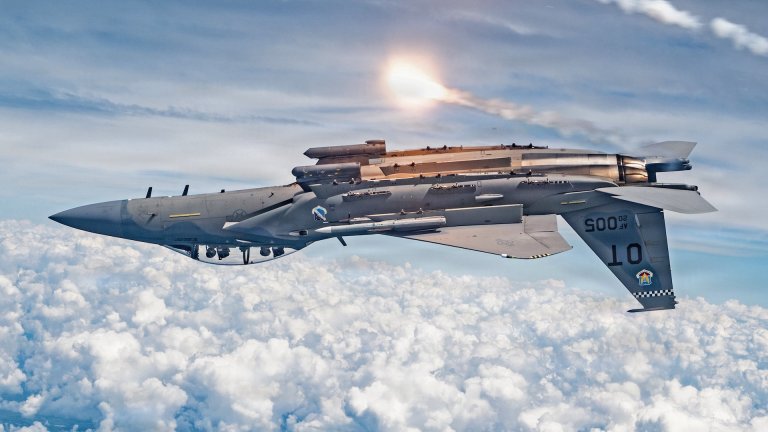 A U.S. Air Force F-15EX Eagle II assigned to Eglin Air Force Base, Florida, releases flares over the Gulf Coast, April 3, 2026. The 96th Test Wing and 53rd Wing perform developmental and operational test series on the platform including next-generation survivability, radars, sensors and networking capabilities.