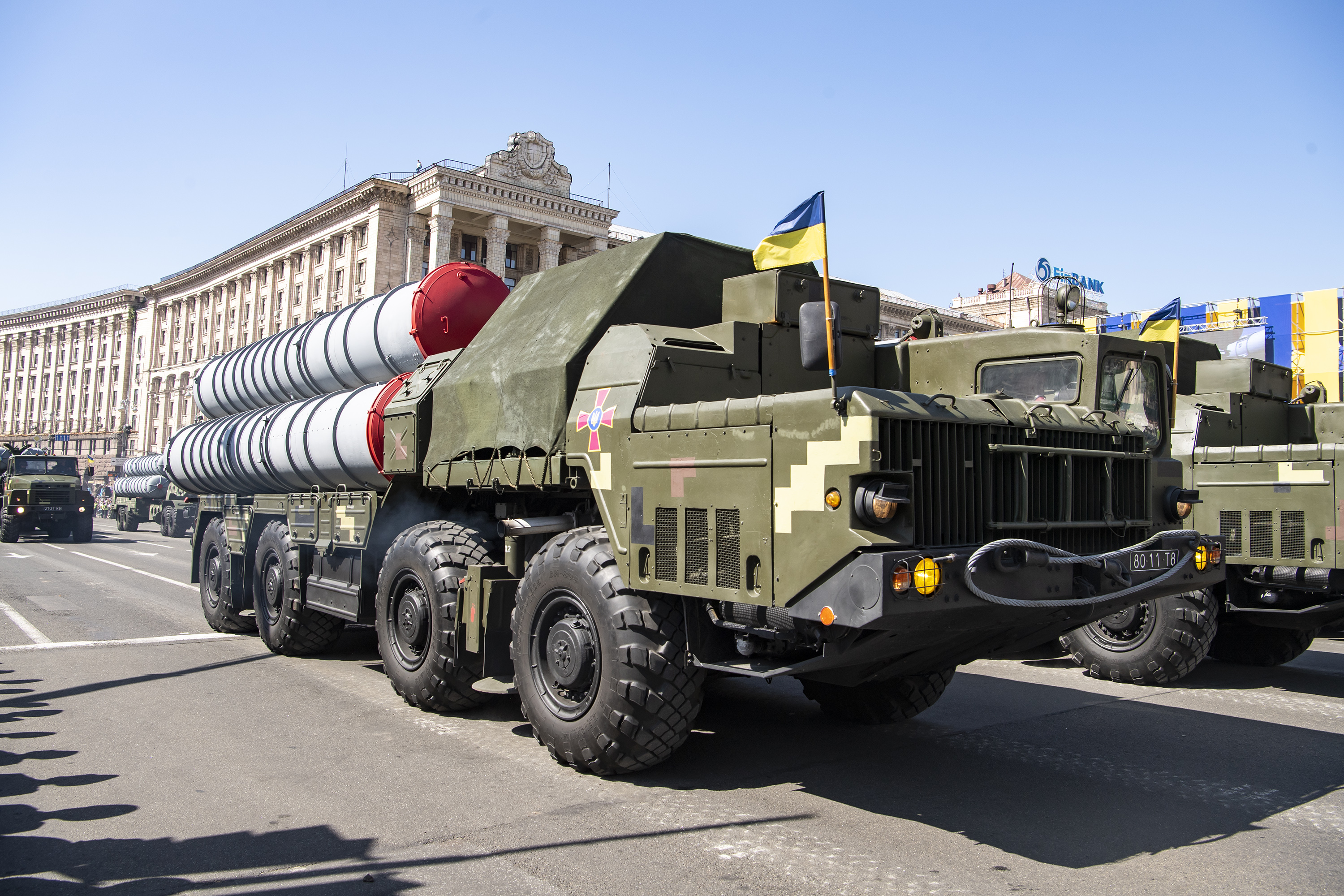 Mobile missile launch systems drive during a military parade marking Ukraine's Independence Day in Kyiv, Ukraine August 24, 2018. (Photo by Maxym Marusenko/NurPhoto via Getty Images)