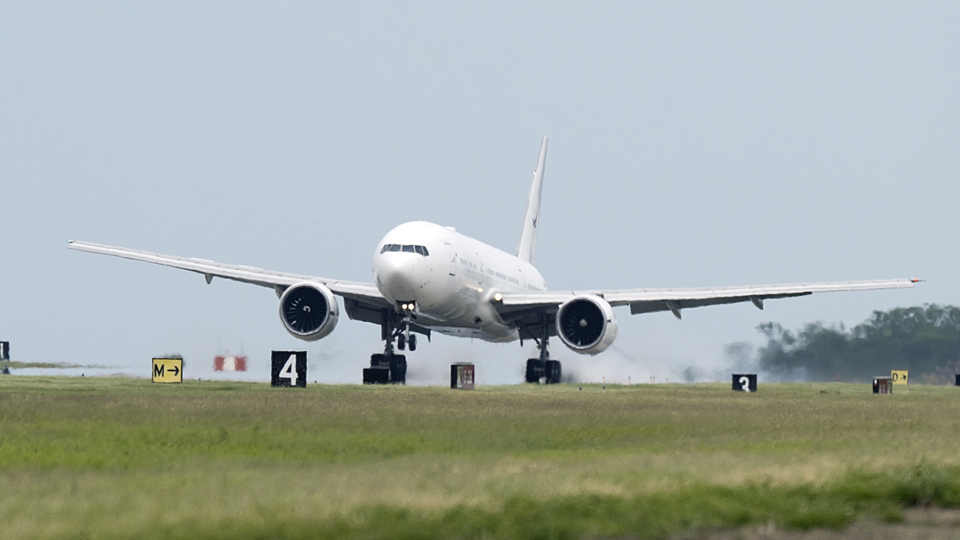 NASA's 777 Flying Laboratory Touches Down At Langley