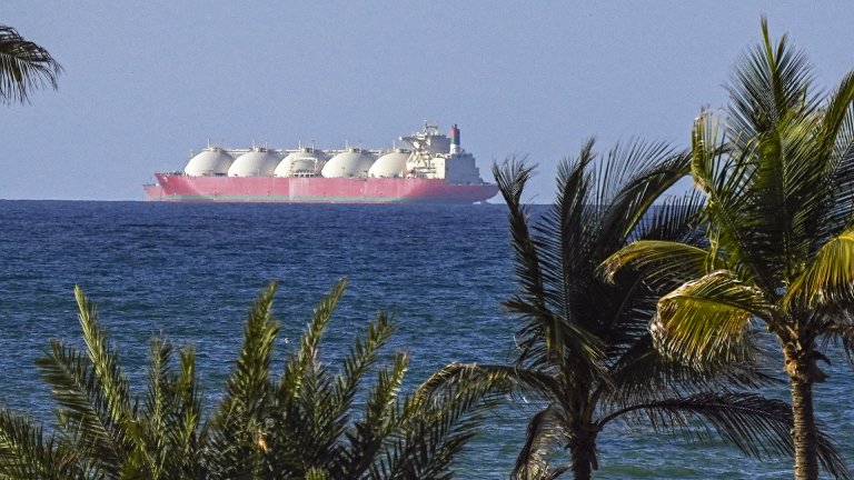 OMAN - APRIL 08: A view of the vessels passing through Strait of Hormuz following the two-week temporary ceasefire reached between the United States and Iran on the condition that the strait be reopened, seen in Oman on April 08, 2026. (Photo by Shady Alassar/Anadolu via Getty Images)