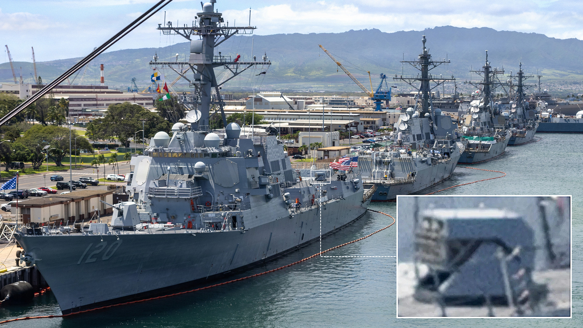 A new and not immediately recognizable launcher has emerged on the U.S. Navy's Arleigh Burke class destroyer USS Carl M. Levin.