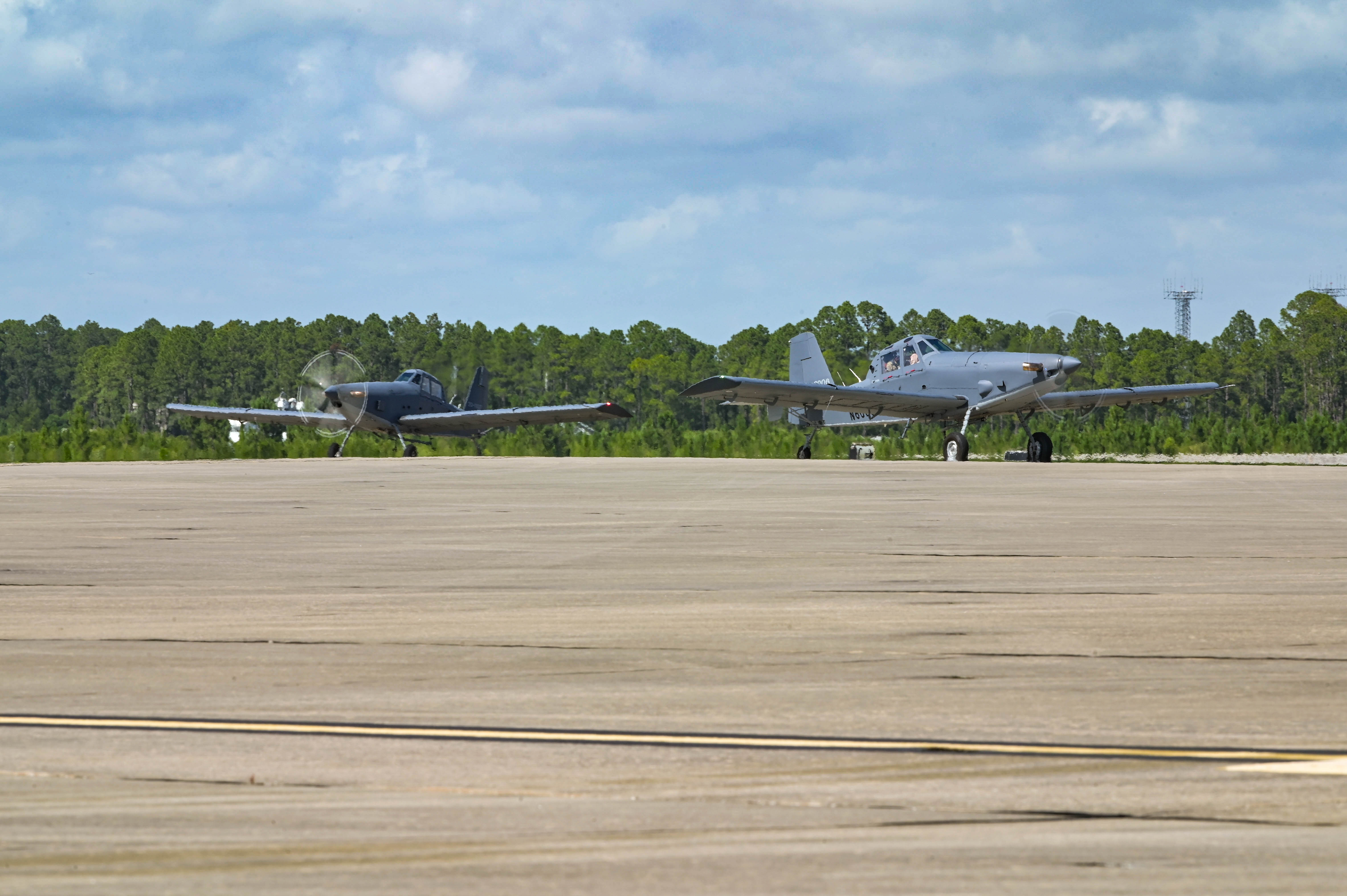 Air Force Special Operations Command received two AT-802U trainer aircraft at Hurlburt Field, Florida on June 28, 2024. These aircraft will be used to train test pilots and initial cadre in a representative tail wheel aircraft in preparation for the missionized Armed Overwatch (OA-1K) variant. (U.S. Air Force photo by Senior Airman Ty Pilgrim)