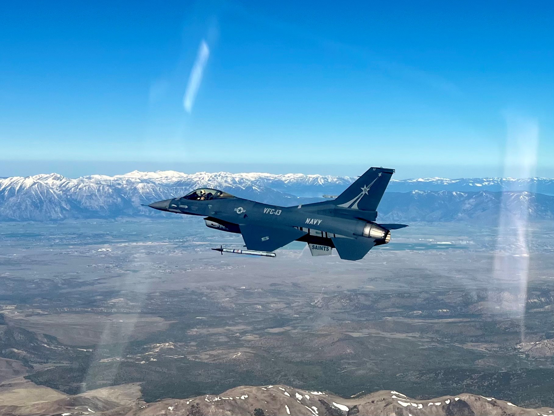 F-16 belonging to VFC-13, flying over Carson Valley, NV.