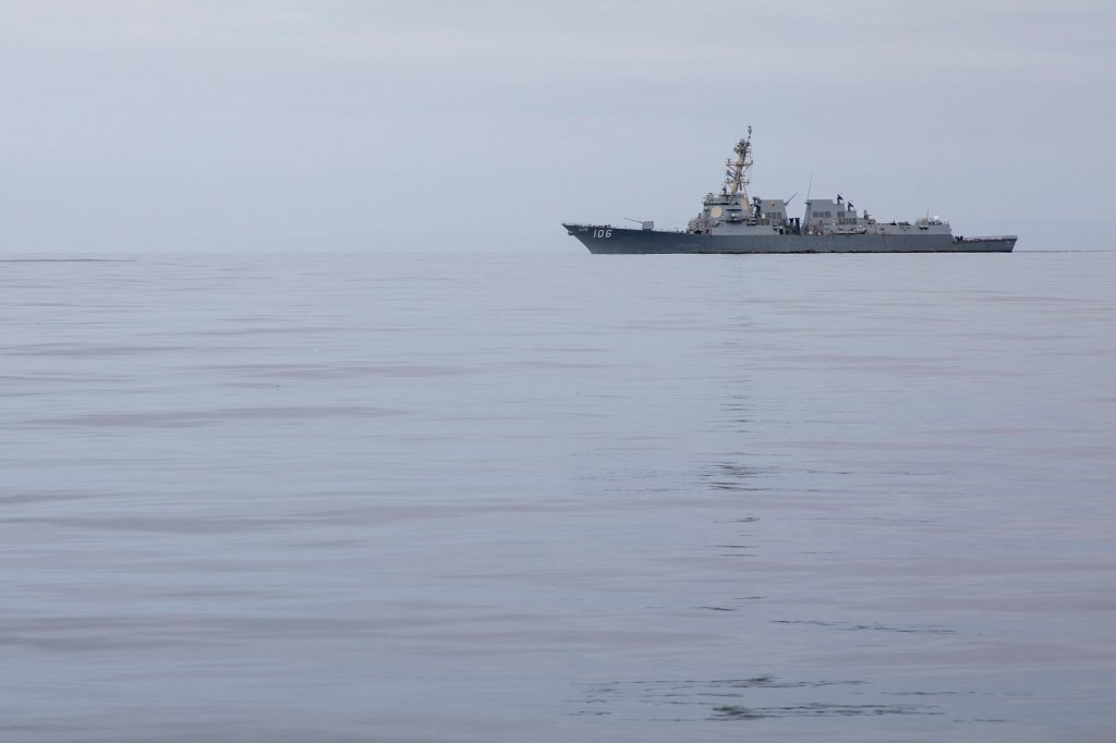 The Arleigh Burke-class guided-missile destroyer USS Stockdale (DDG 106), conducts small-boat operations while underway in the Pacific Ocean, April 15, 2025. Stockdale is employed under U.S. Northern Command’s maritime homeland defense authorities with a Coast Guard Law Enforcement Detachment embarked to enable maritime interdiction missions to prevent the flow of illegal drugs and other illegal activity. U.S. Northern Command is working together with the Department of Homeland Security to provide additional military forces and capabilities at the southern border. (U.S. Navy photo by Mass Communication Specialist 1st Class Jerome D. Johnson)