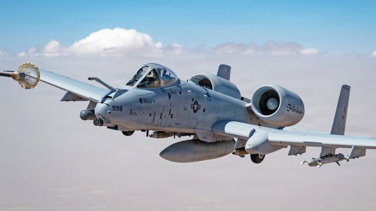 A U.S. Air Force A-10C Thunderbolt II aircraft approaches an HC-130J Combat King II aircraft for aerial refueling in the U.S. Central Command area of responsibility, May 9, 2026.