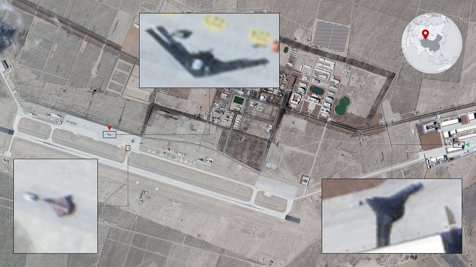 Two Massive Chinese Stealth Flying Wings Spotted Again at Secretive Drone Base