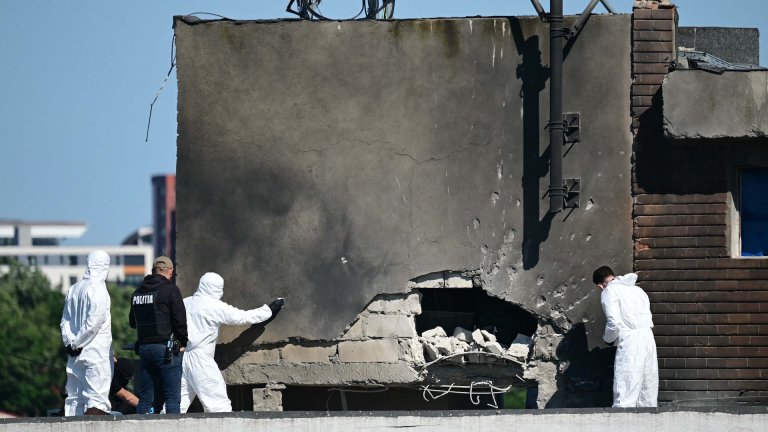 Police and forensic investigators examine the location of impact after a Russian drone struck an apartment building in Galati, eastern Romania. A Russian drone wounded two people as it struck an apartment building in NATO-member Romania, its defence ministry said on May 29, 2026, the latest spillover from the four-year war into neighbouring states.