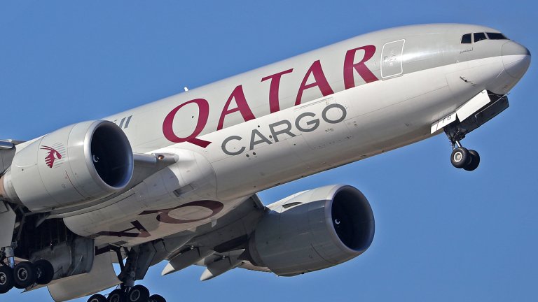 A Boeing 777-F from Qatar Airways Cargo takes off from Barcelona airport in Barcelona, Spain, on January 11, 2024. (Photo by Joan Valls/Urbanandsport/NurPhoto via Getty Images)