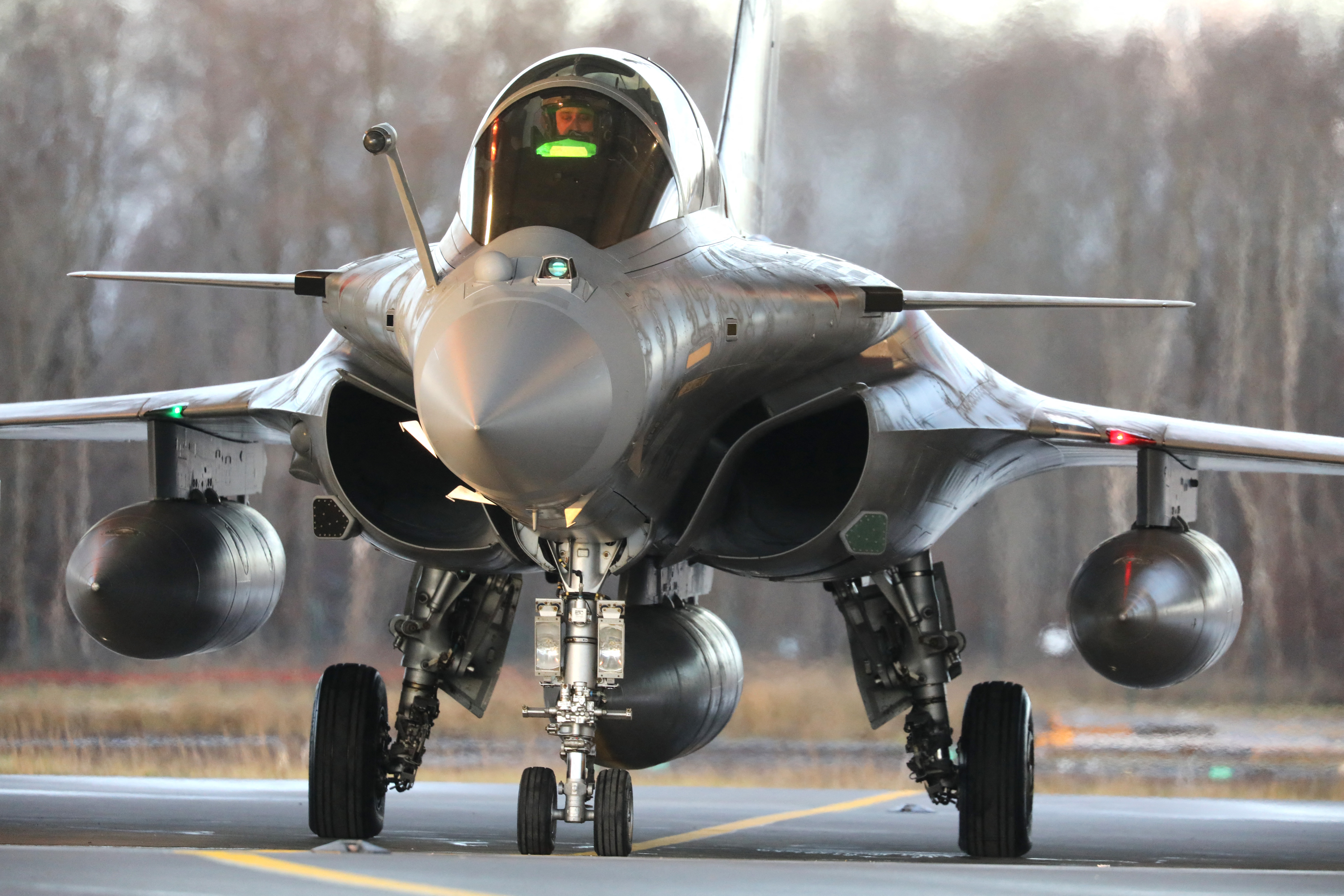 A Rafale B standard F4 fighter jet of France's air force is ready for take-off as part of NATO's Enhanced Air Policing (eAP) mission in the Baltic States, on Dezember 17, 2024 at Siauliai airbase in Lithuania. (Photo by PETRAS MALUKAS / AFP) (Photo by PETRAS MALUKAS/AFP via Getty Images)