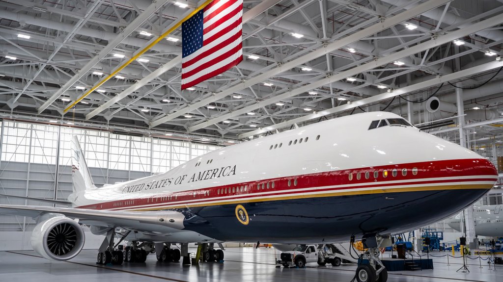 The new VC-25B Bridge jet has arrived at the Presidential Airlift Group.