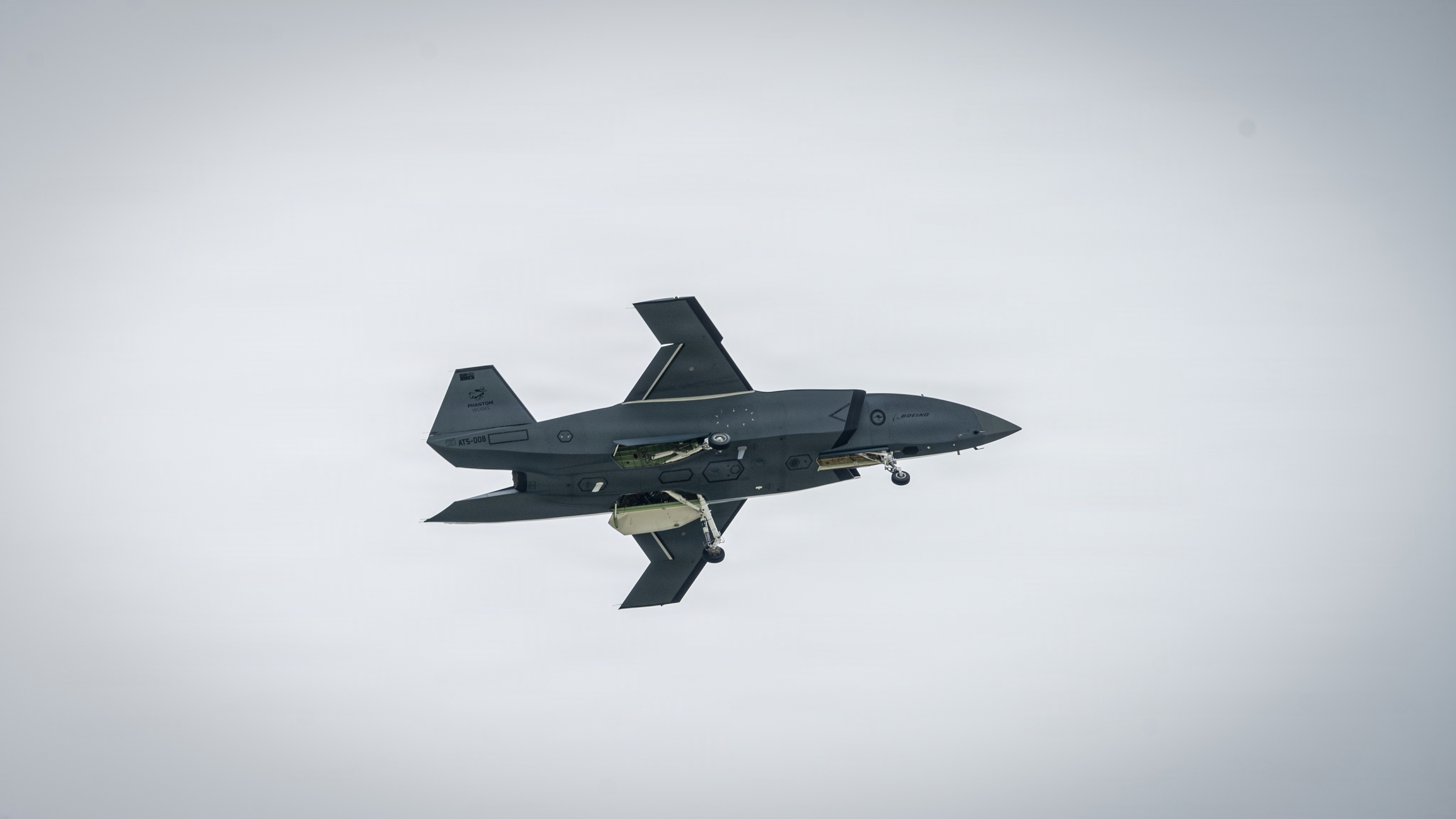 A Boeing Defence Australia’s MQ-28 Ghost Bat, a production representative test aircraft, performs a flyover during Exercise Valiant Shield 2026 over Rota, Commonwealth of the Northern Mariana Islands, June 25, 2026. Collaborative Combat Aircraft are semi-autonomous aircraft that operate under the oversight of human operators. (U.S. Air Force Senior Airman Adrien Tran)