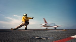 U.S. Navy Lt. Miguel Smith launches a T-45C Goshawk jet trainer aircraft off of the flight deck of Nimitz-class aircraft carrier USS Dwight D. Eisenhower (CVN 69), June 27, 2026. Eisenhower is underway in the Atlantic Ocean conducting carrier qualifications for student naval aviators assigned to Naval Air Training Command. (U.S. Navy photo by Mass Communication Specialist 2nd Class Miguel Santiago)