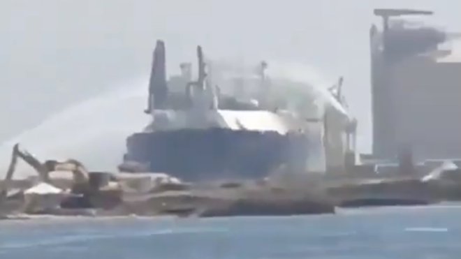 Egypt has confirmed its port of Damietta was attacked by drones.