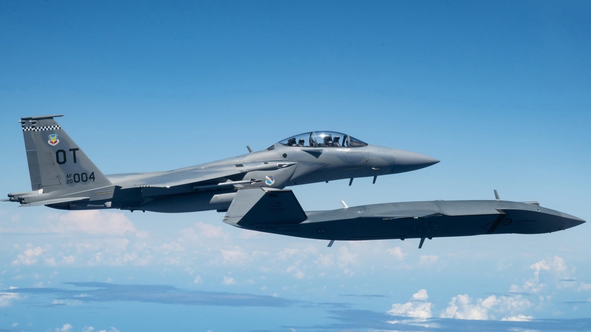 F-15EX And Ghost Bat Team Up Over Pacific During Valiant Shield